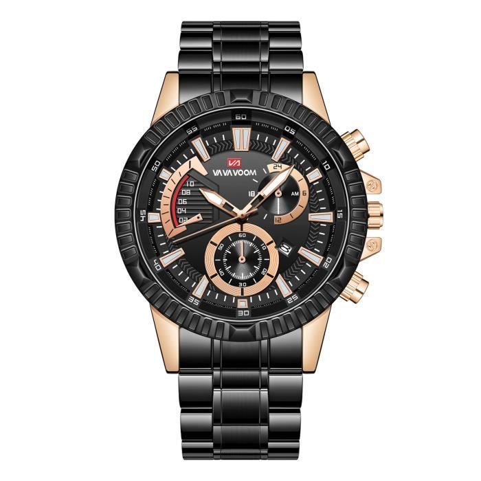 Reloj FESTIVUS para hombre - Cuarzo - Analógico - Acero - Negro - Caja de oro rosa