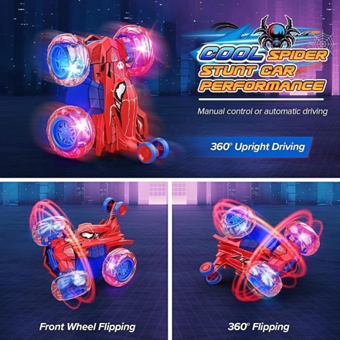 Radio-controlled vehicle - 4WD Stunt - 360° front axle - Large wheels - LED lights