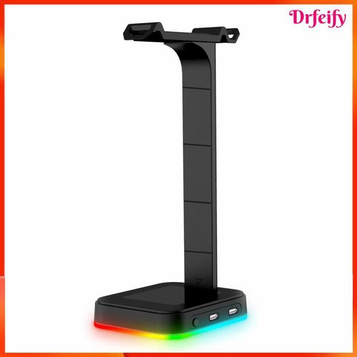 Soporte para auriculares gaming RGB Akozon con puerto para auriculares supraaurales, negro