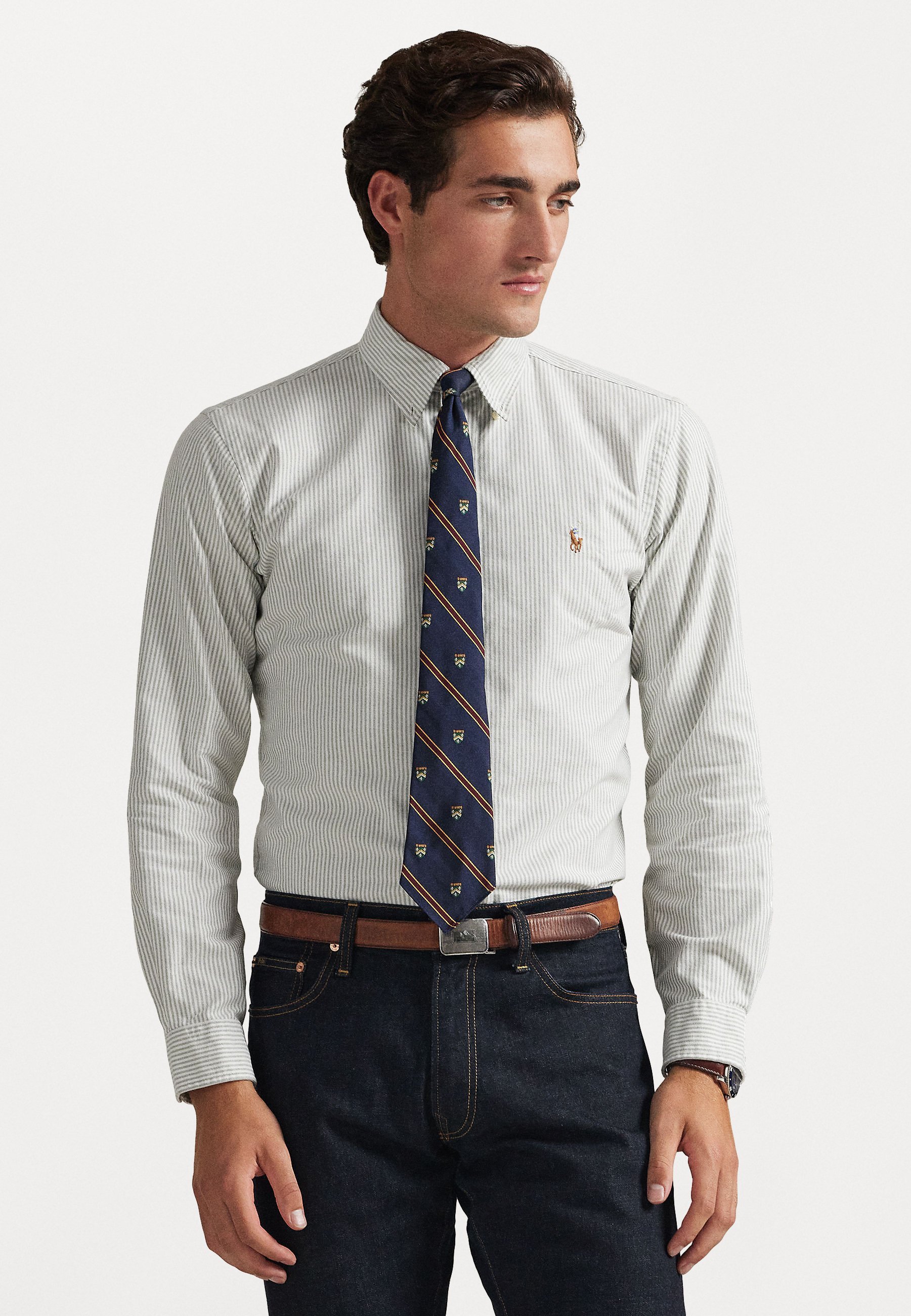 Camicia Oxford a righe su misura Polo Ralph Lauren - Camicia - trifoglio/bianco