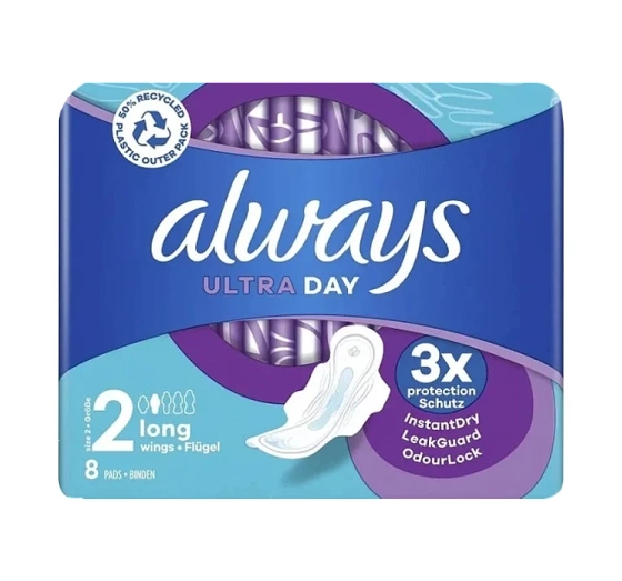 Always Ultra Day podpaski higieniczne ze skrzydełkami 2 Long 8 sztuk