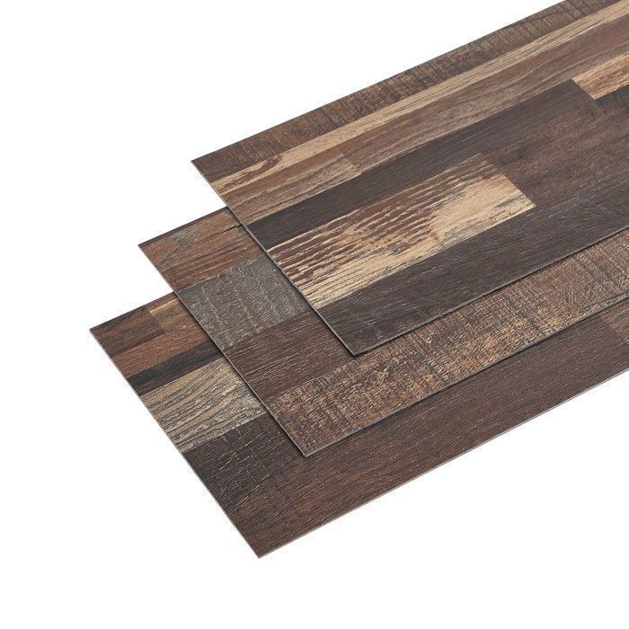 Revêtement de sol PVC - Dalles autocollantes - 5,02 m² - pour Salon - Imperméables - 36 pièces - Marron
