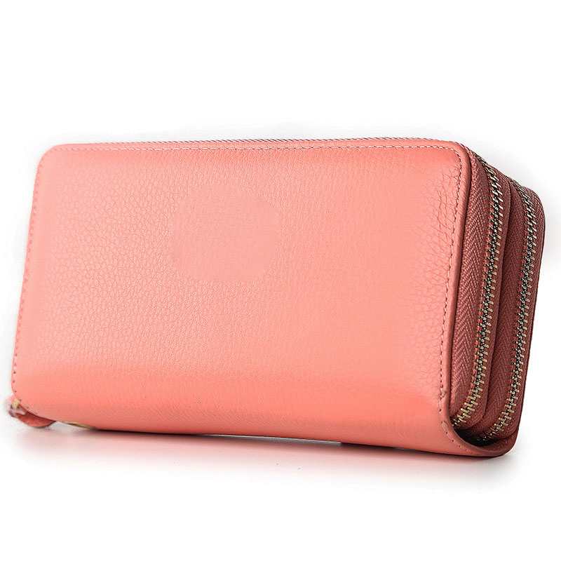 Portafoglio da donna in vera pelle di marca Fashion, borsa lunga con cerniera e manico, custodia per cellulare da donna