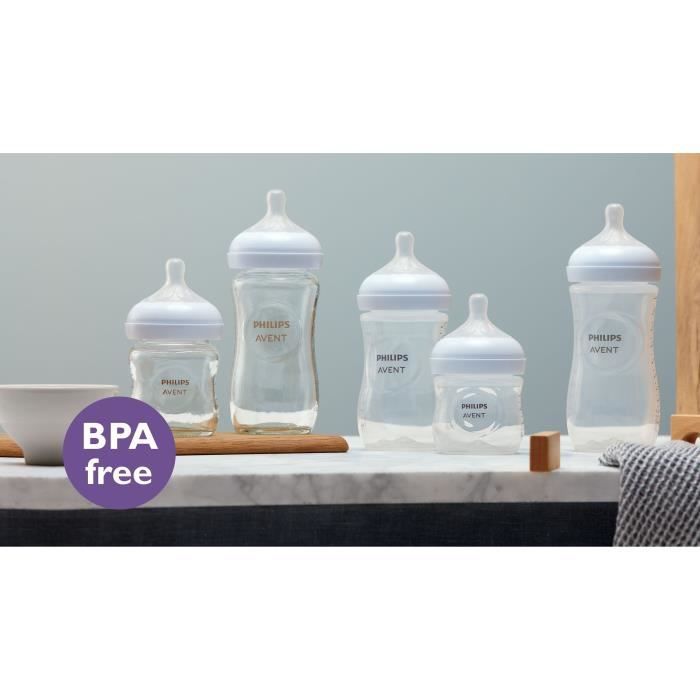 Kit nouveau-né - PHILIPS AVENT - Natural 3.0 - 2 Biberons 125ml + 2 Biberons 260ml + Sucette Ultra Douce 0-6M + Goupillon