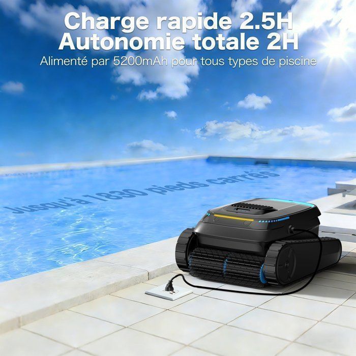 AIRROBO CP20 Robot Piscine, Aspirateur de Piscine sans Fil pour Sols, 120Min & 170m² d'Autonomie,Forte Puissance d’Aspiration