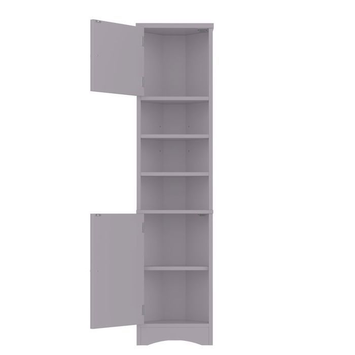 Mueble de baño tipo columna, 36,5 x 24,5 x 170 cm, triangular, 3 compartimentos, gris.