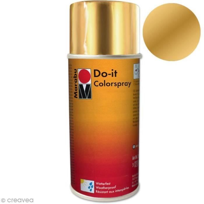 Peinture en bombe DO IT 150 ml Couleur: Or haute brillance  Bombe aérosol à résine acrylique  Effet métallisé, séchage rapide, pour