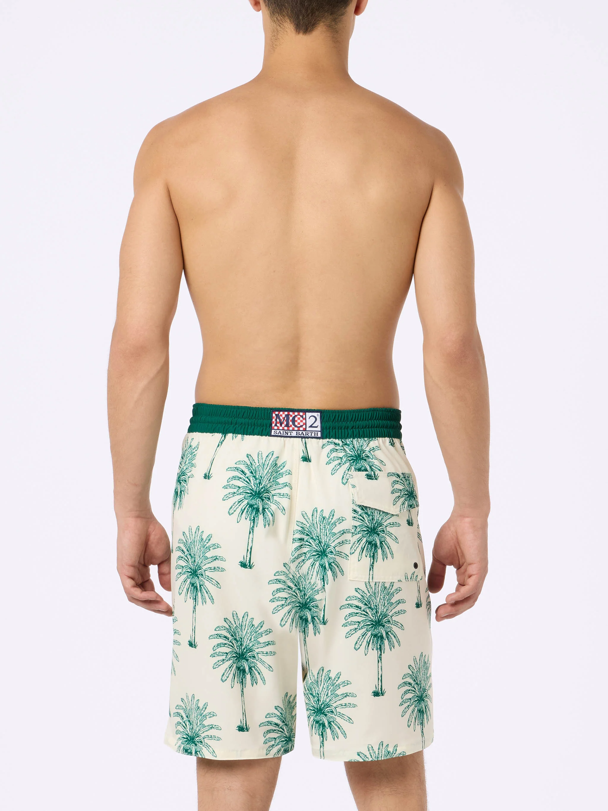 Comfort Surf lange stretch zwempak met palmboomprint