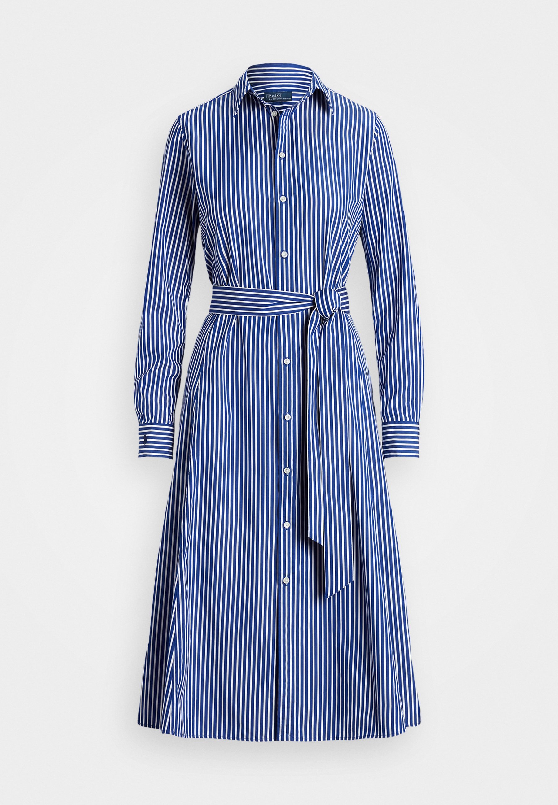 Polo Ralph Lauren gestreepte katoenen overhemdjurk met riem - Overhemdjurk - helder marineblauw/wit