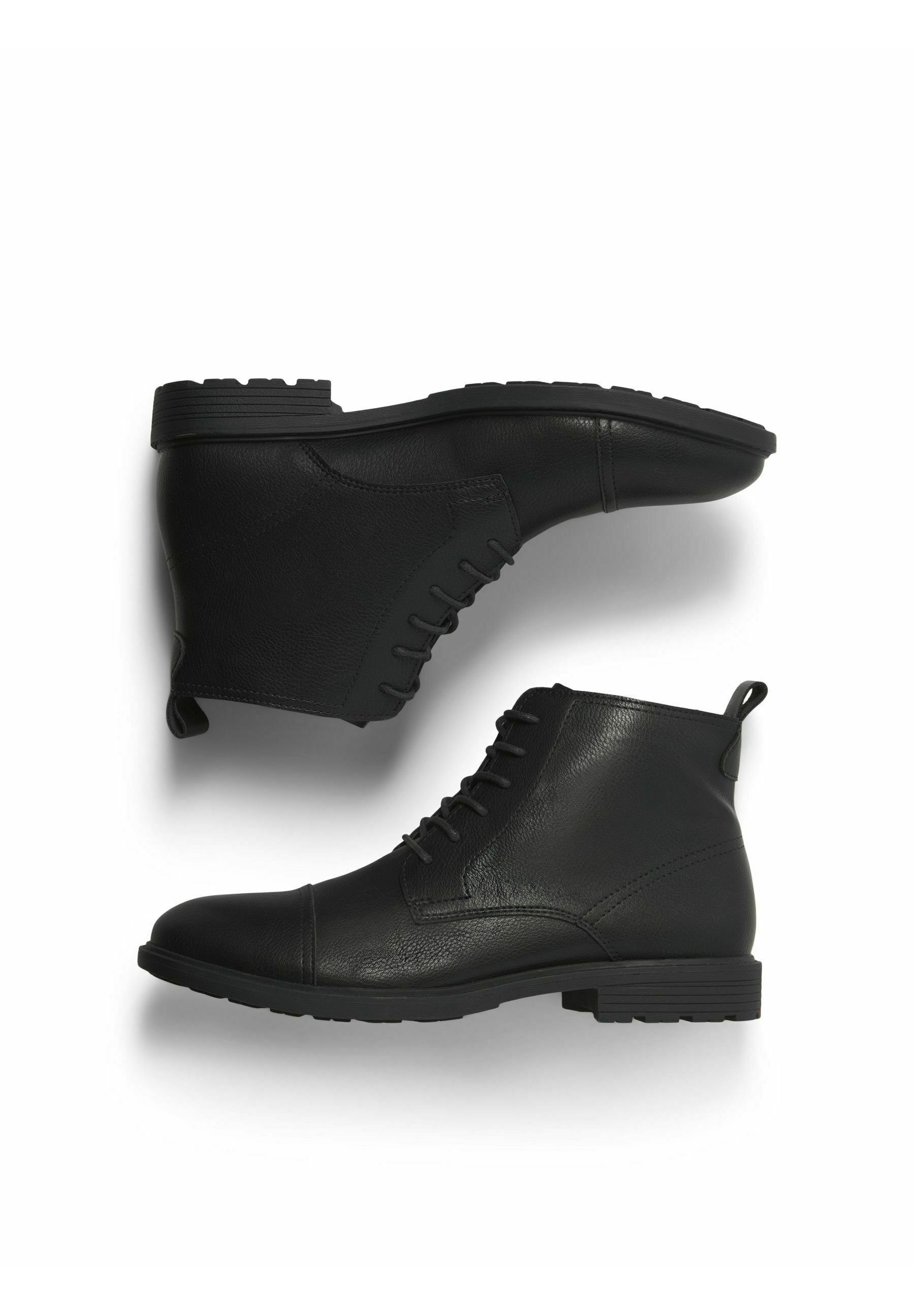 Členkové čižmy na šnurovanie Jack & Jones - antracitová