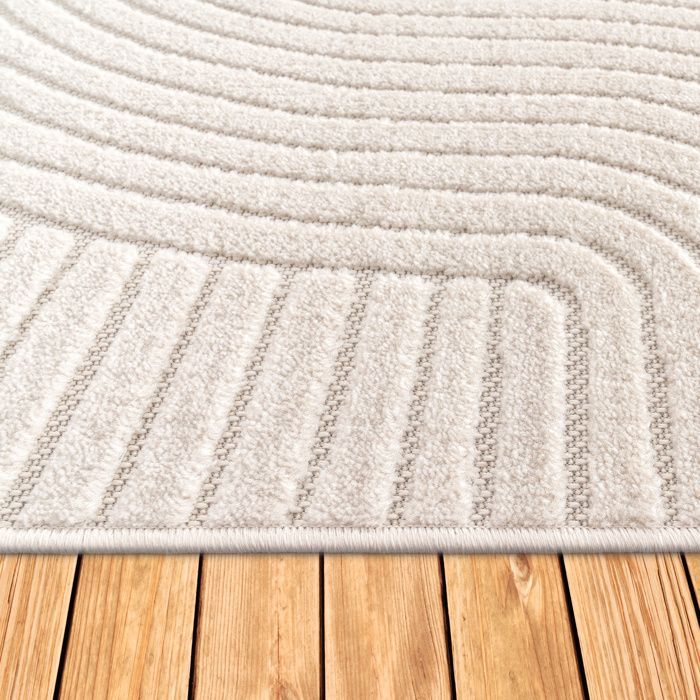 Paco Home Tapis Salon Chambre Adulte Poils Ras Motif Boho Motif Geometrique Uni Crème Crème 160x230 cm
