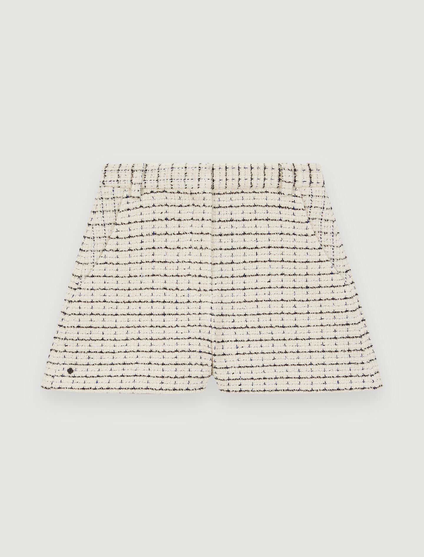 Pantaloni scurți din tweed cu pătrățele și carouri - Ecru Noir