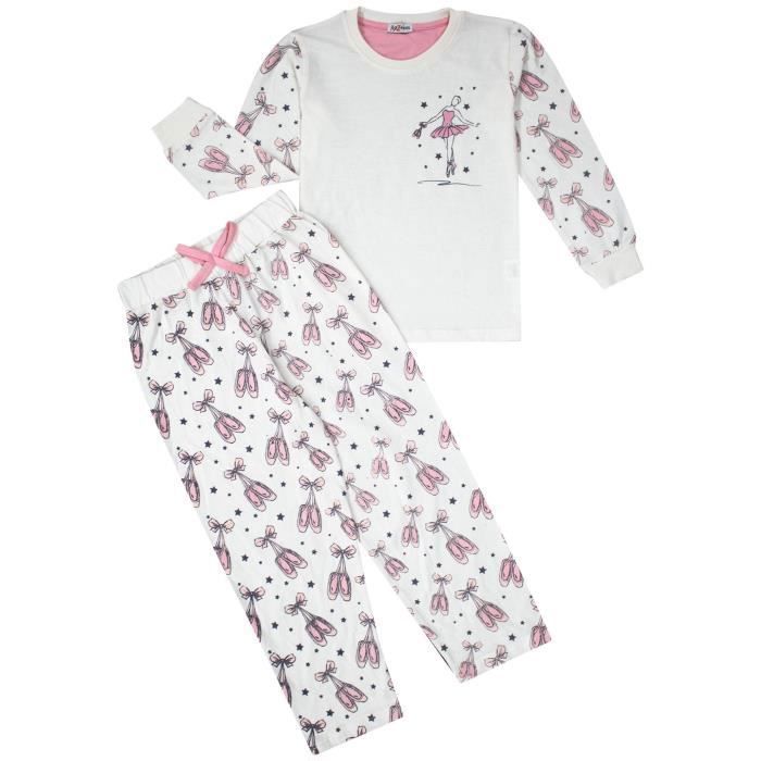 Kinderpyjama met dansprint voor meisjes, 2-delige katoenen loungepak/nachtkleding (top en broek) voor kinderen van 2-13 jaar.