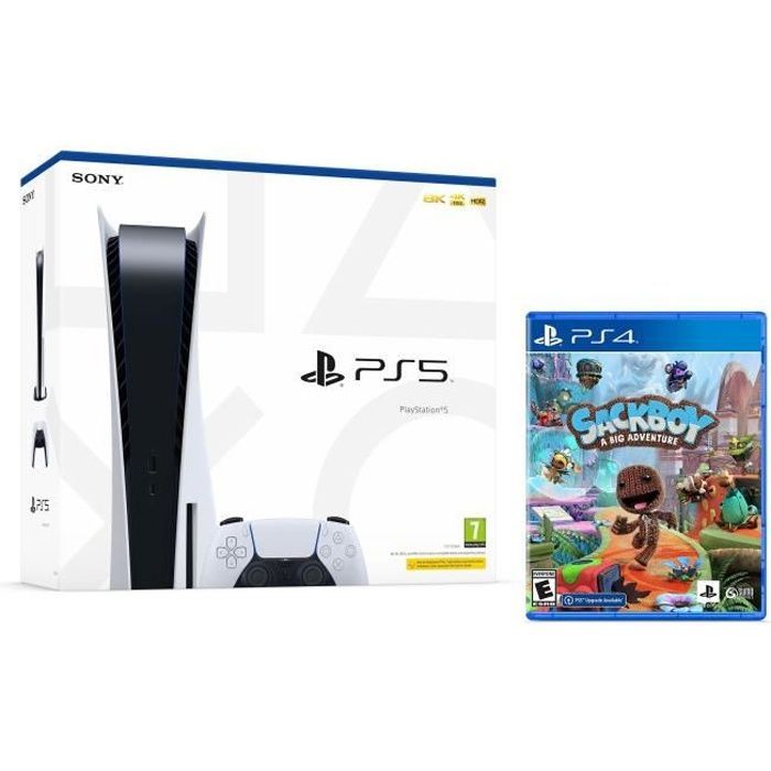 Sony PlayStation 5 PS5 Console - Standard Edition, 825GB SSD, 60FPS, 4K, HDR (With disc drive) + Sackboy (PS4/PS5)
