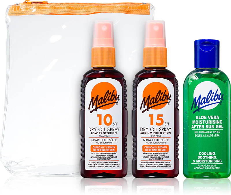 Kit de viagem Malibu com protetor solar