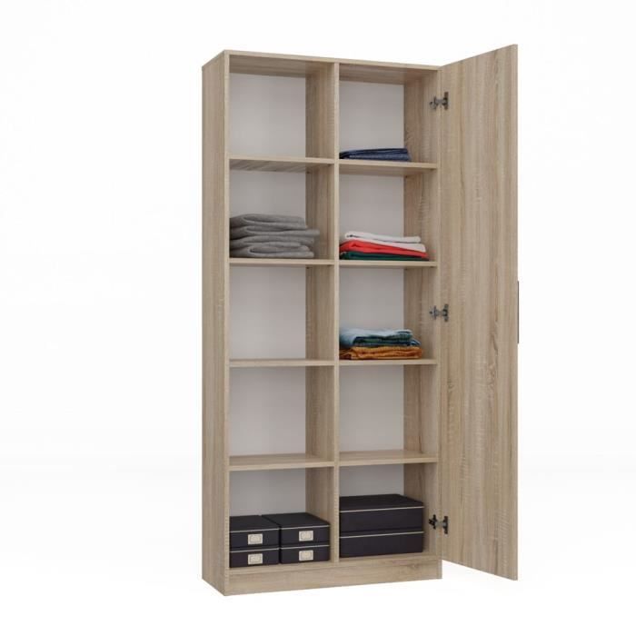 VILLME - Librería de diseño minimalista - 1 puerta + 10 estantes - 80x30x182 cm - Mueble de almacenamiento