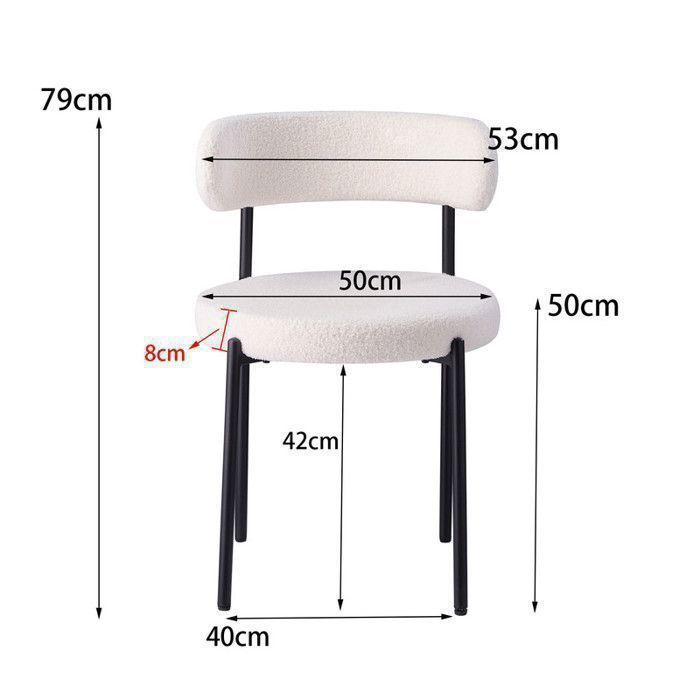 Set of 4 chairs - Contemporary dining chairs - Metal chair - W 50cm x D 50cm x H 79cm - White