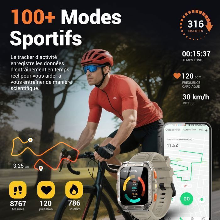 Blackview Smartwatch for Men with Built-in GPS, Sports Activity Tracker, 1.91