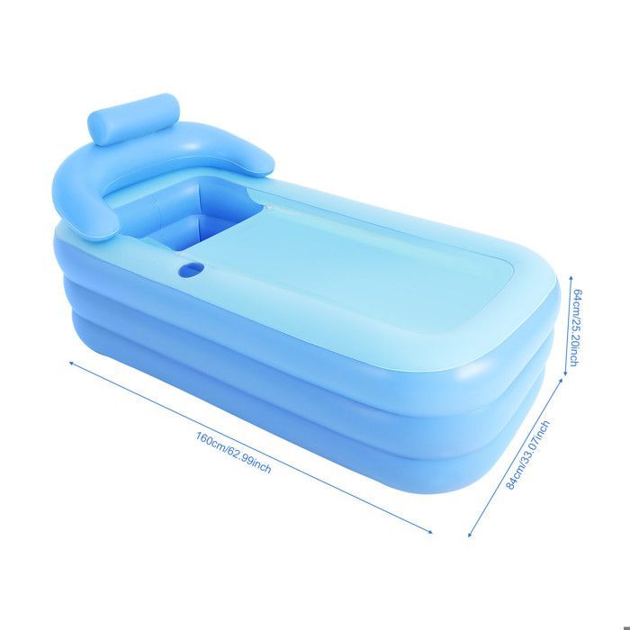 Bañera hinchable para adultos, plegable, independiente, con bebedero y tapa deslizante, 160 × 84 × 64 cm.