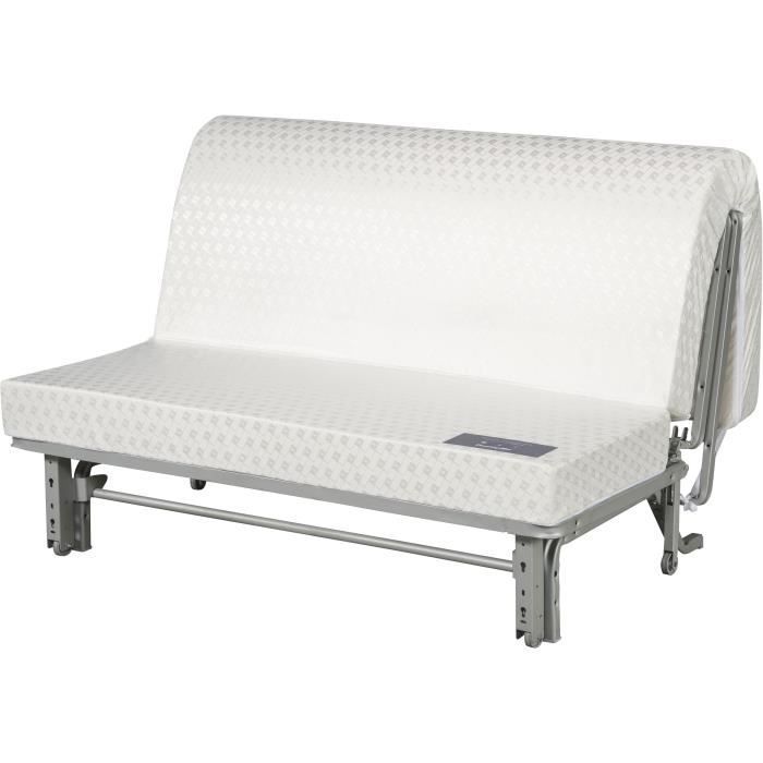 Panca trasformabile BZ DUNLOPILLO - 2 posti - Tessuto grigio - L 140 x H 94 x P 55 cm - PEARL