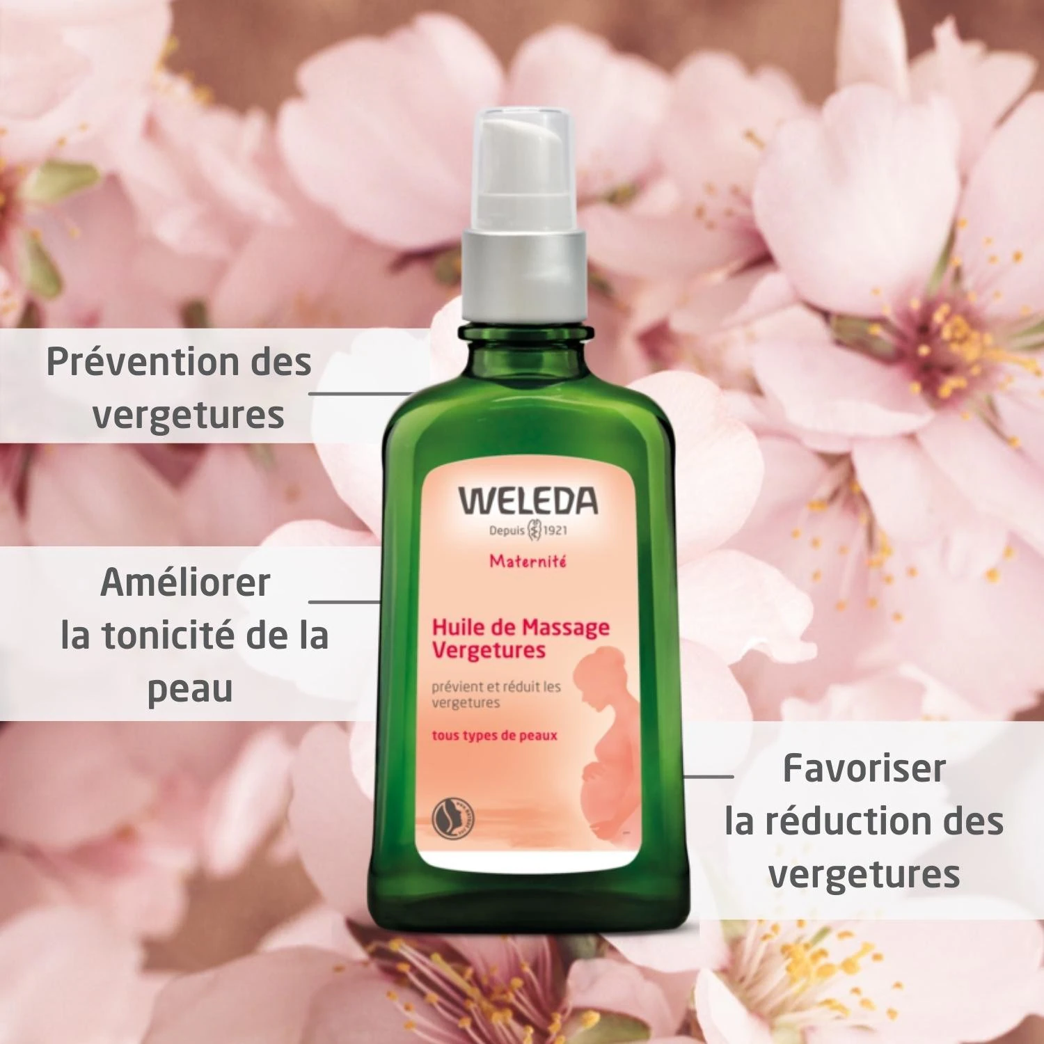 Weleda Huile de Massage Vergetures - 100 ml (flacon pompe)
