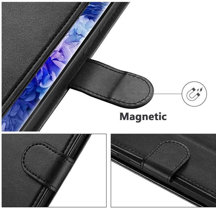 Funda para Samsung Galaxy S23 ULTRA - Funda tipo cartera negra con cierre magnético y ranuras para tarjetas de Phonillico®