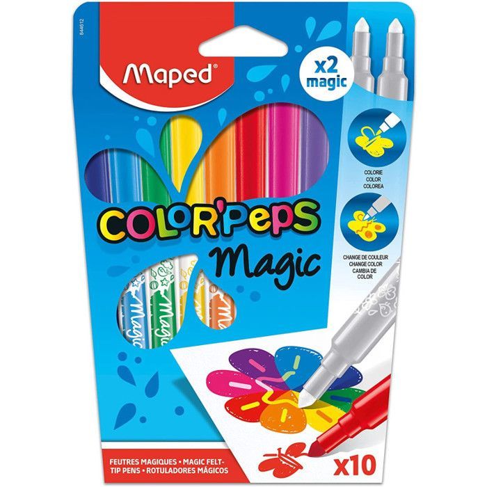 Rotuladores para colorear - Maped - Magic - Tinta que cambia de color - 10 rotuladores surtidos - Para niños