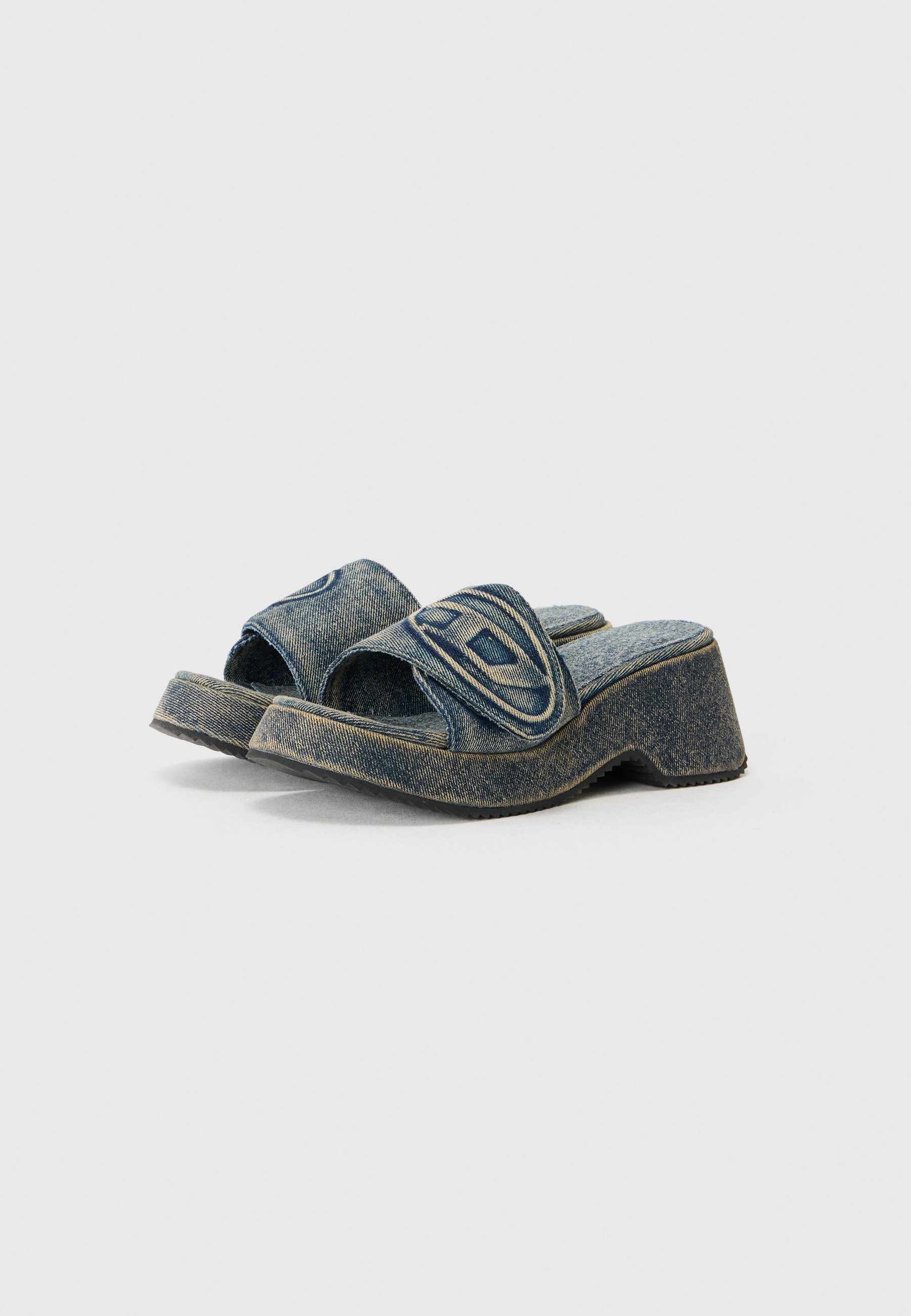 Diesel OVAL - Ciabatte con tacco - blu