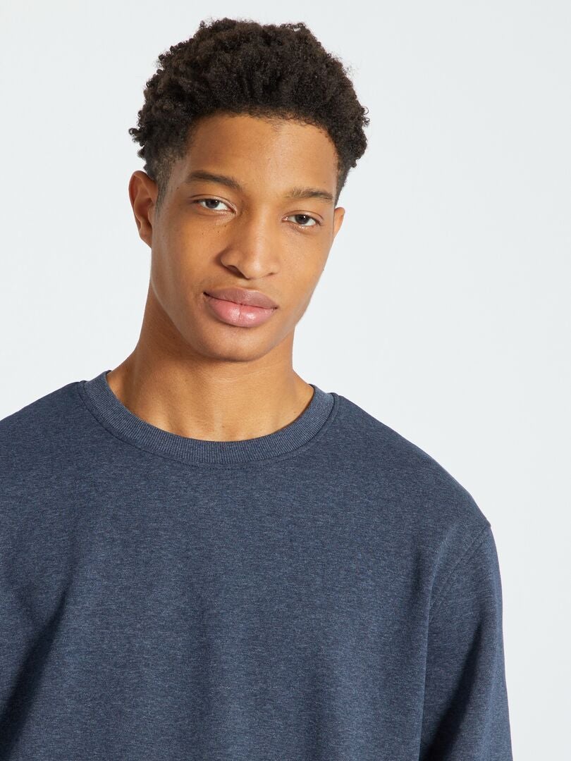 Effen ronde hals sweatshirt +190 cm - BLAUW