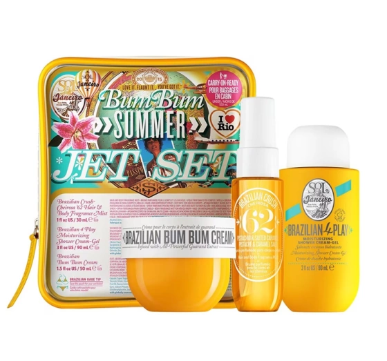 Sol de Janeiro Bum Bum Jet Set żel pod prysznic 90ml   krem do ciała 50ml   spray 30ml