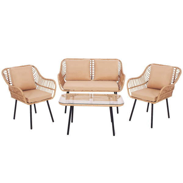 Meble ogrodowe technorattanowe komplet sofa, fotele i stolik