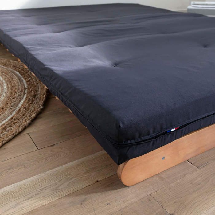 Anthracite cotton futon mattress 140x200 - Anthracite - 5-year guarantee - Terre de Nuit