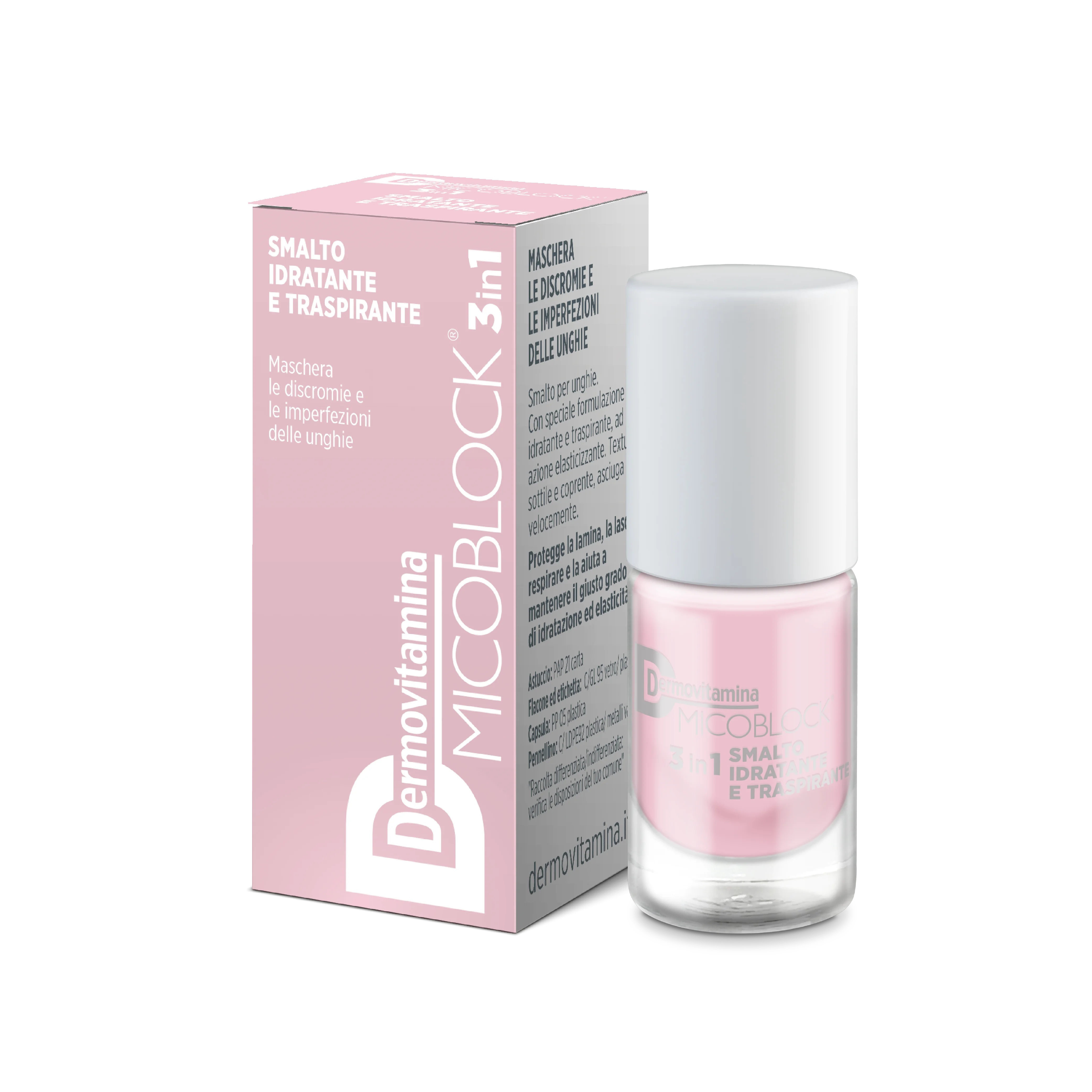 DERMOVITAMINA Dermovitamina Microblock 3 em 1 esmalte hidratante e respirável rosa claro 5 ml
