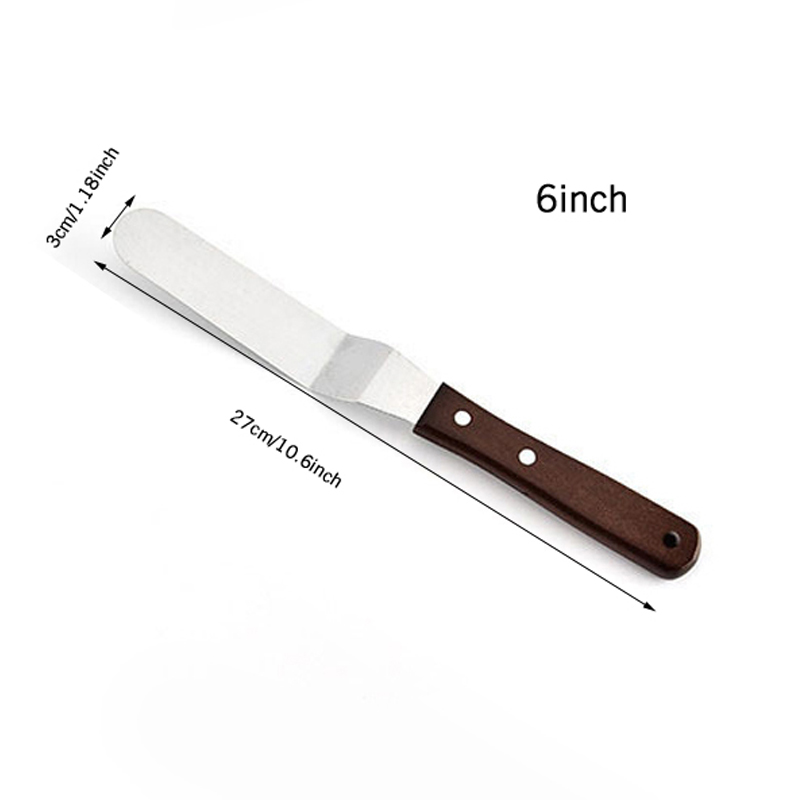 6 Inch Stainless Steel Cake Spatula Wood Handle Butter Cream Icing Frosting Knife Pastry Cake Decoration Tools