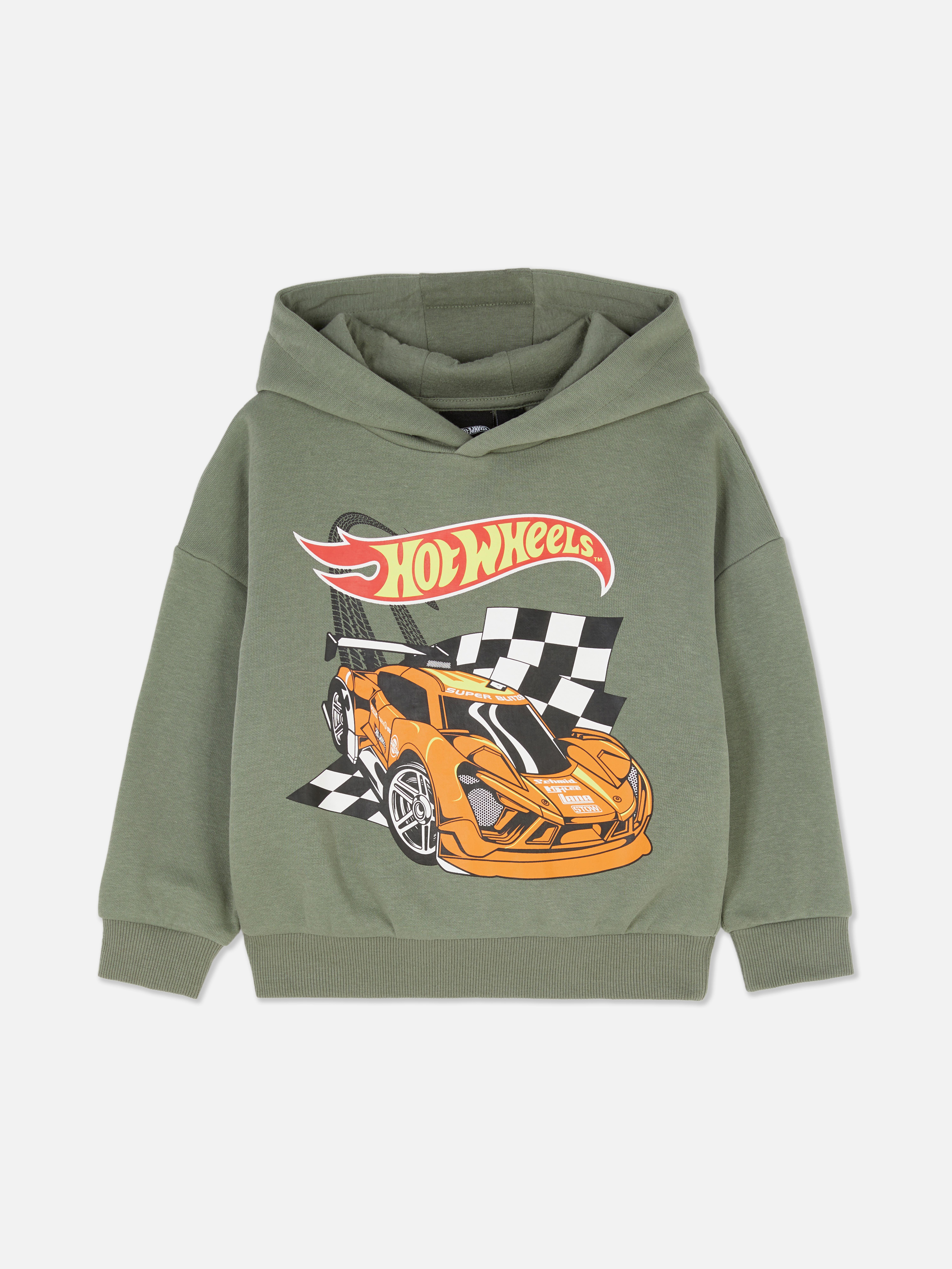 Hot Wheels Hoodie mit Aufdruck Ein Hot Wheels Hoodie mit einem Rennwagen auf der Vorderseite
