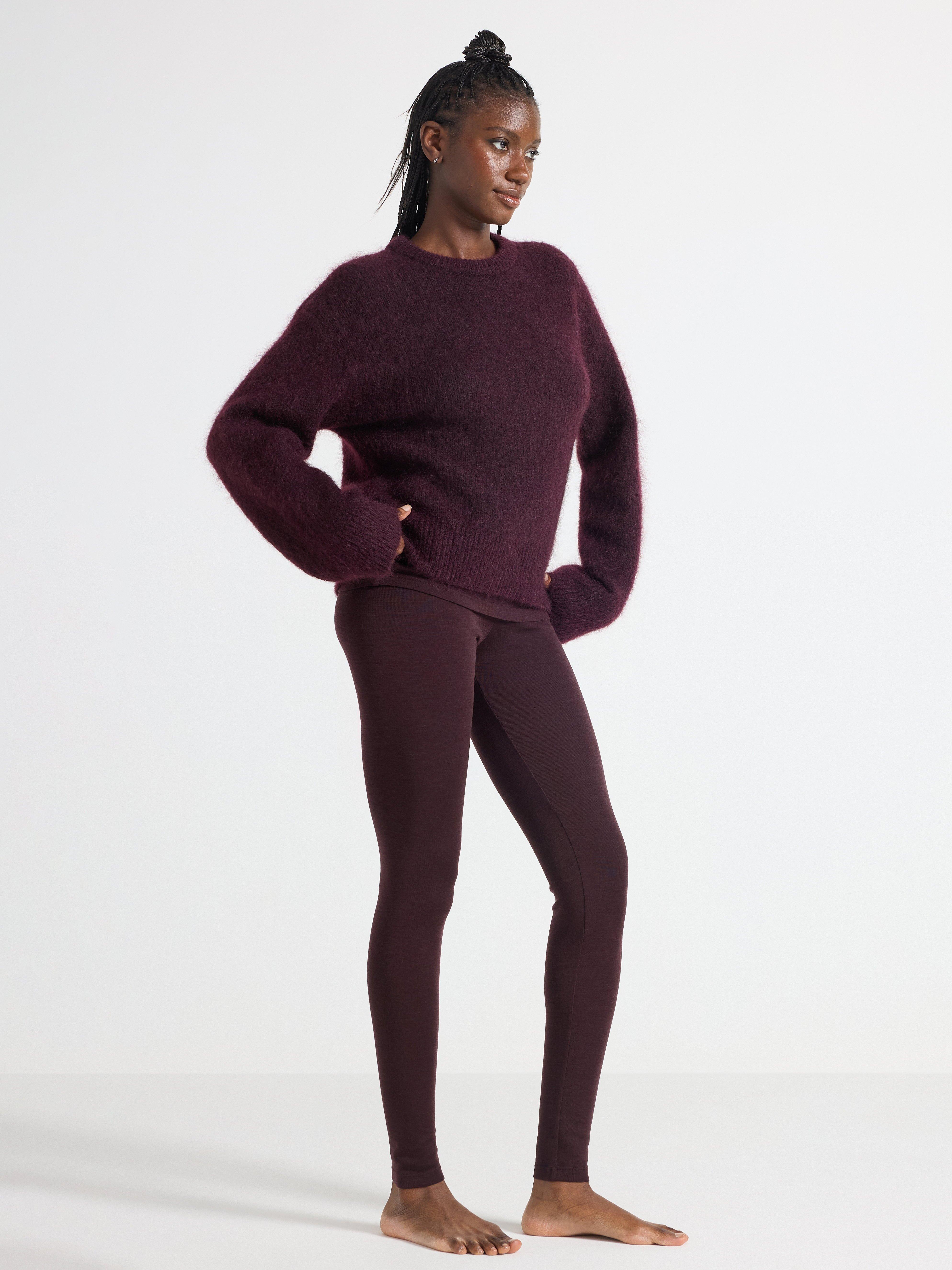 Leggings en laine mérinos rouge foncé poussiéreux