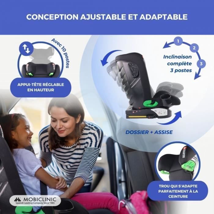 Silla de coche infantil Mobiclinic IsoFix Grupo 2/3 100-150 cm 10 posiciones 15-36 kg 3,5-12 años Protección contra impactos laterales Lionfix Max