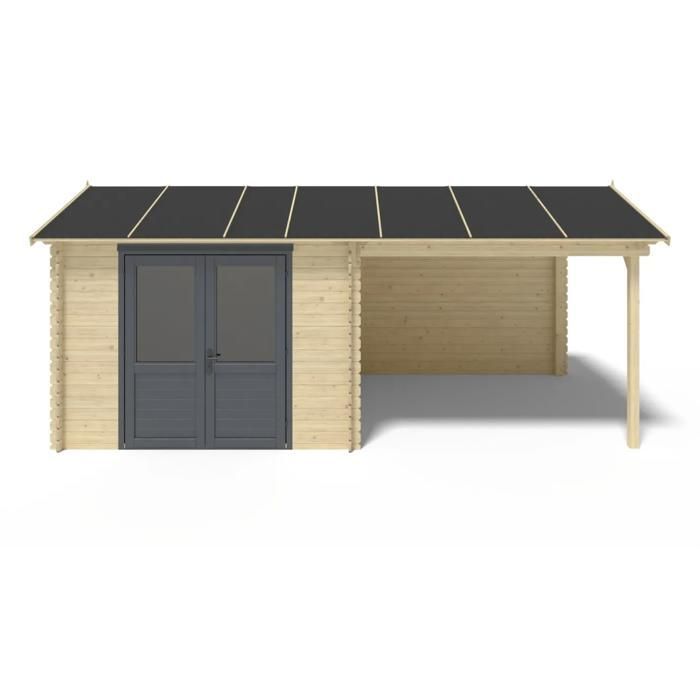 Casetta da giardino in legno - 17,40 m² - 5,79x3 m - Spessore 28 mm - Colore: naturale - DOM639