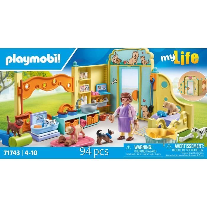 PLAYMOBIL 71743 Hondenverzorgingscentrum met 8 honden en een dierenarts, Mijn Leven, 94 onderdelen, Leeftijd 4+