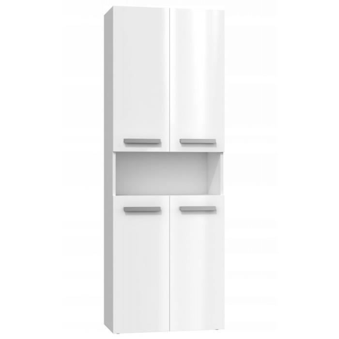 GLAZE - Armario de baño con puerta + cesta - Estilo moderno - Dimensiones: 174x60x30 cm - Columna de baño