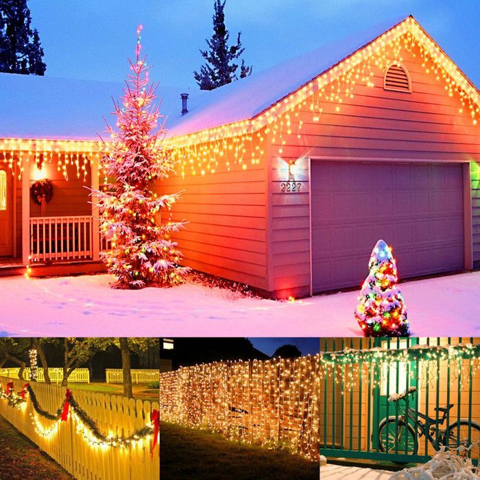 Rosnek LED-kerstverlichting voor buiten, 5 meter, 200 LED-lampjes, IP44 waterdicht, 8 standen, warm wit, voor feestjes en balkons