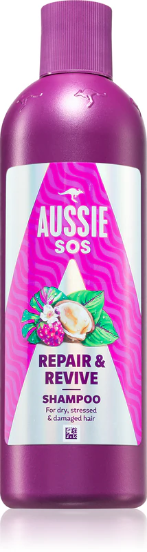 Shampoo Aussie SOS Repair & Revive: Shampoo nutritivo para cabelos e couro cabeludo cansados.