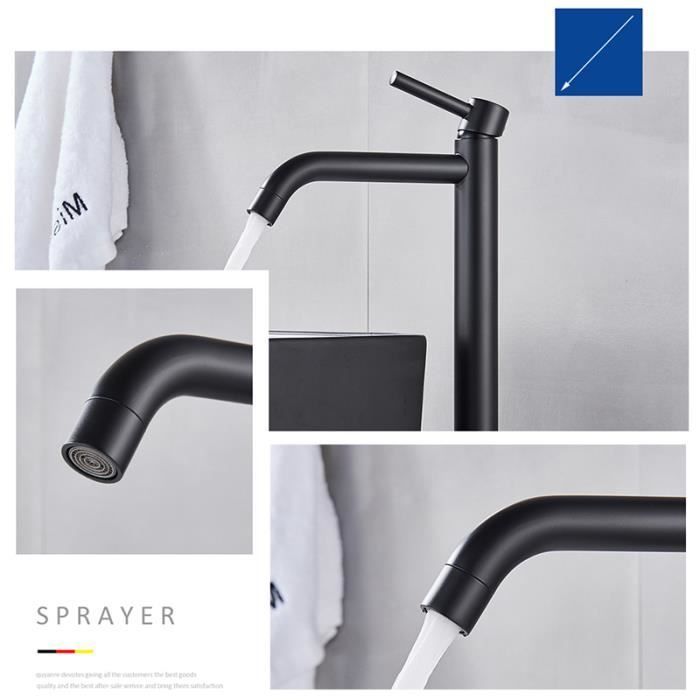 Miscelatore per lavabo JULLYBATHEVY - Rubinetto per bagno - Girevole a 360° - Nero