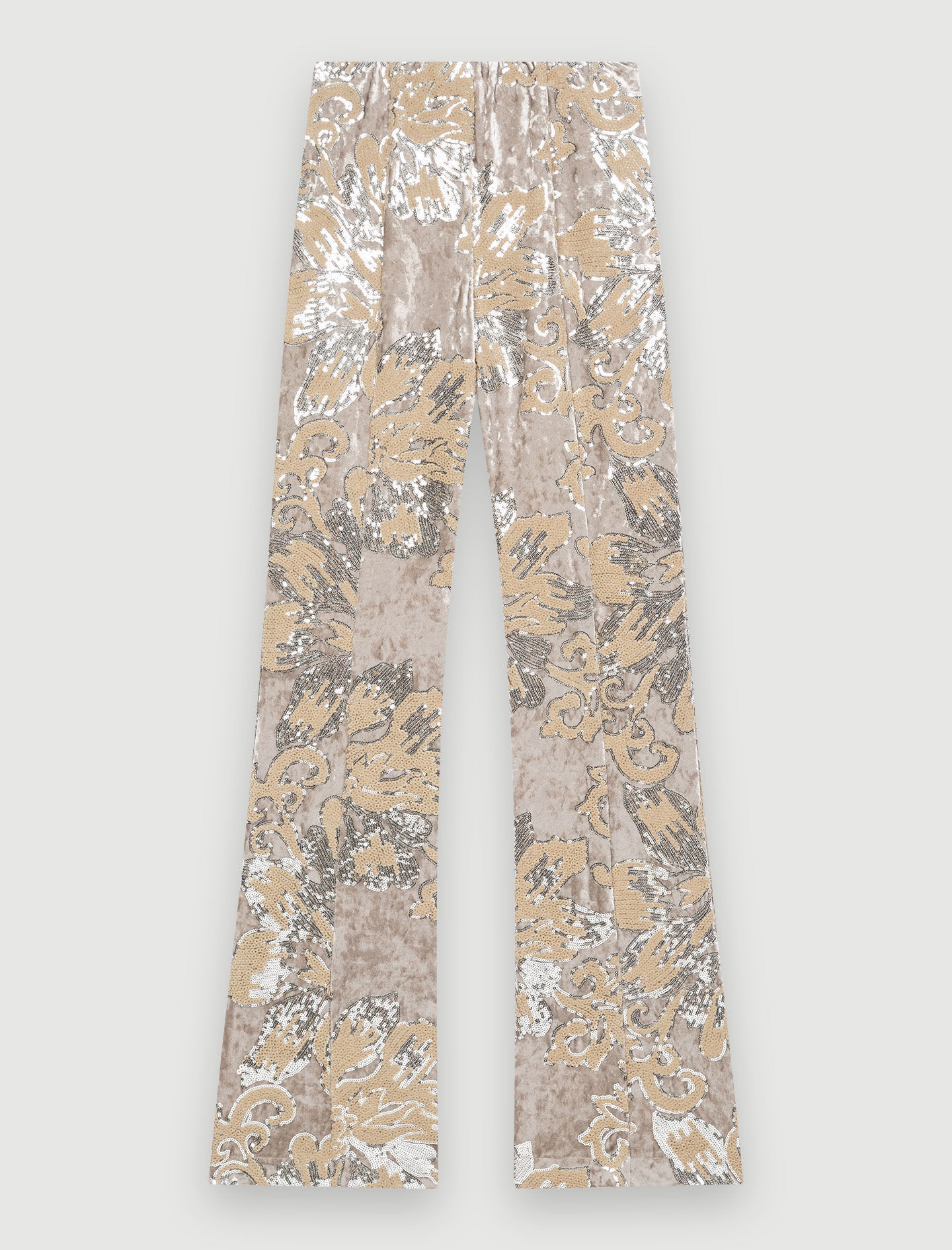 Pantaloni din catifea cu paiete - Argintiu