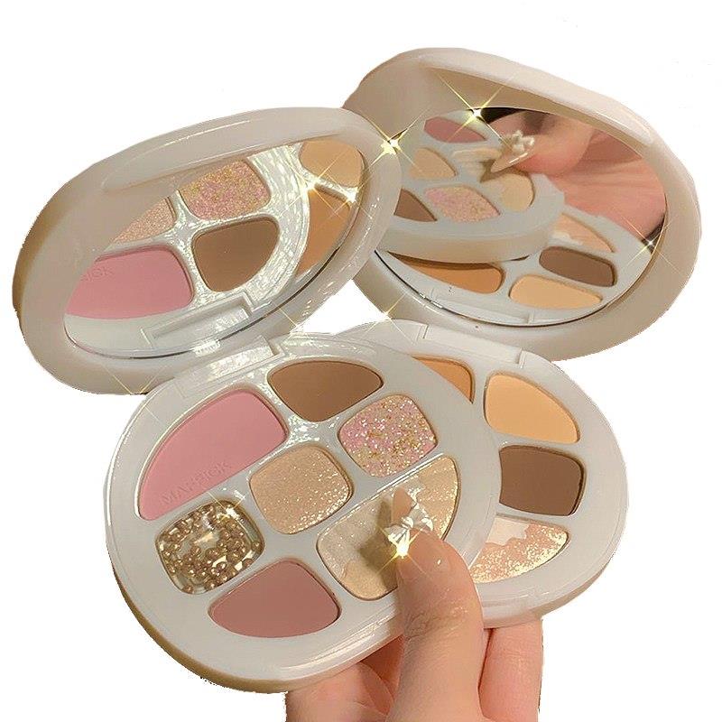 Palette de 8 fards à paupières nude longue tenue, paillettes diamant, boîtier brillant, kit de maquillage pigmenté
