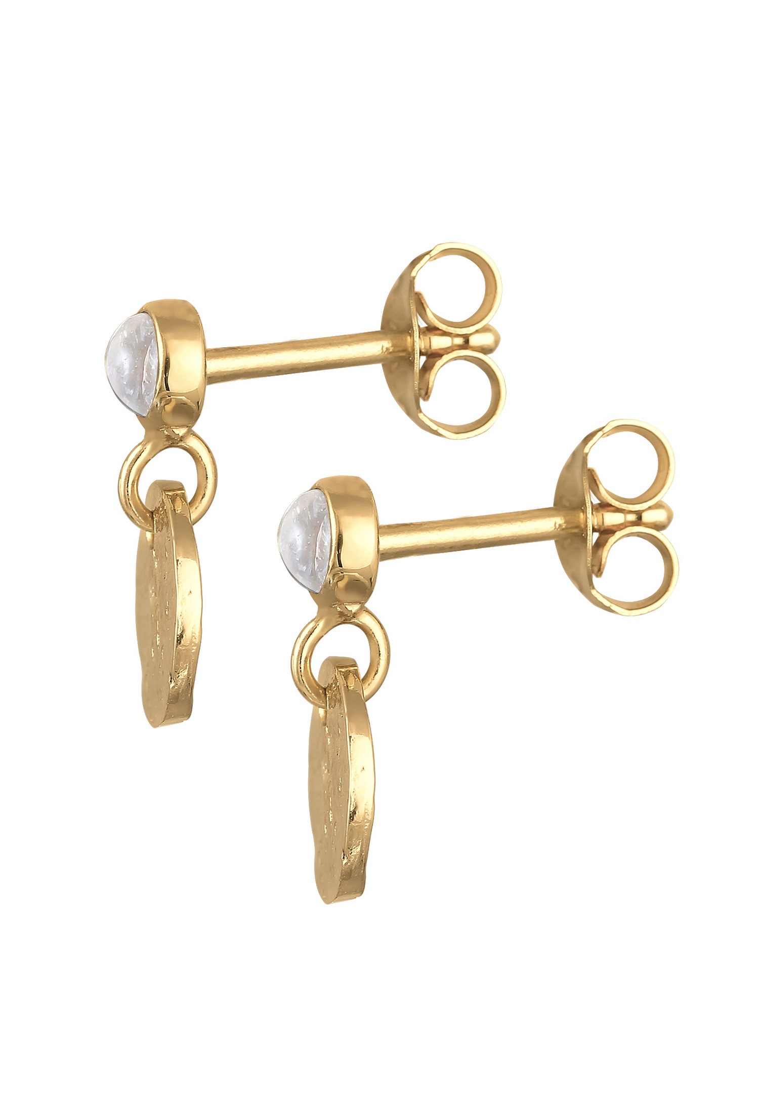 Elli PREMIUM Elli PREMIUM Boucles d'oreilles Femmes Pendentif d'oreilles Plaquette Vintage texturée avec pierre de lune en argent sterling 925 rhodié