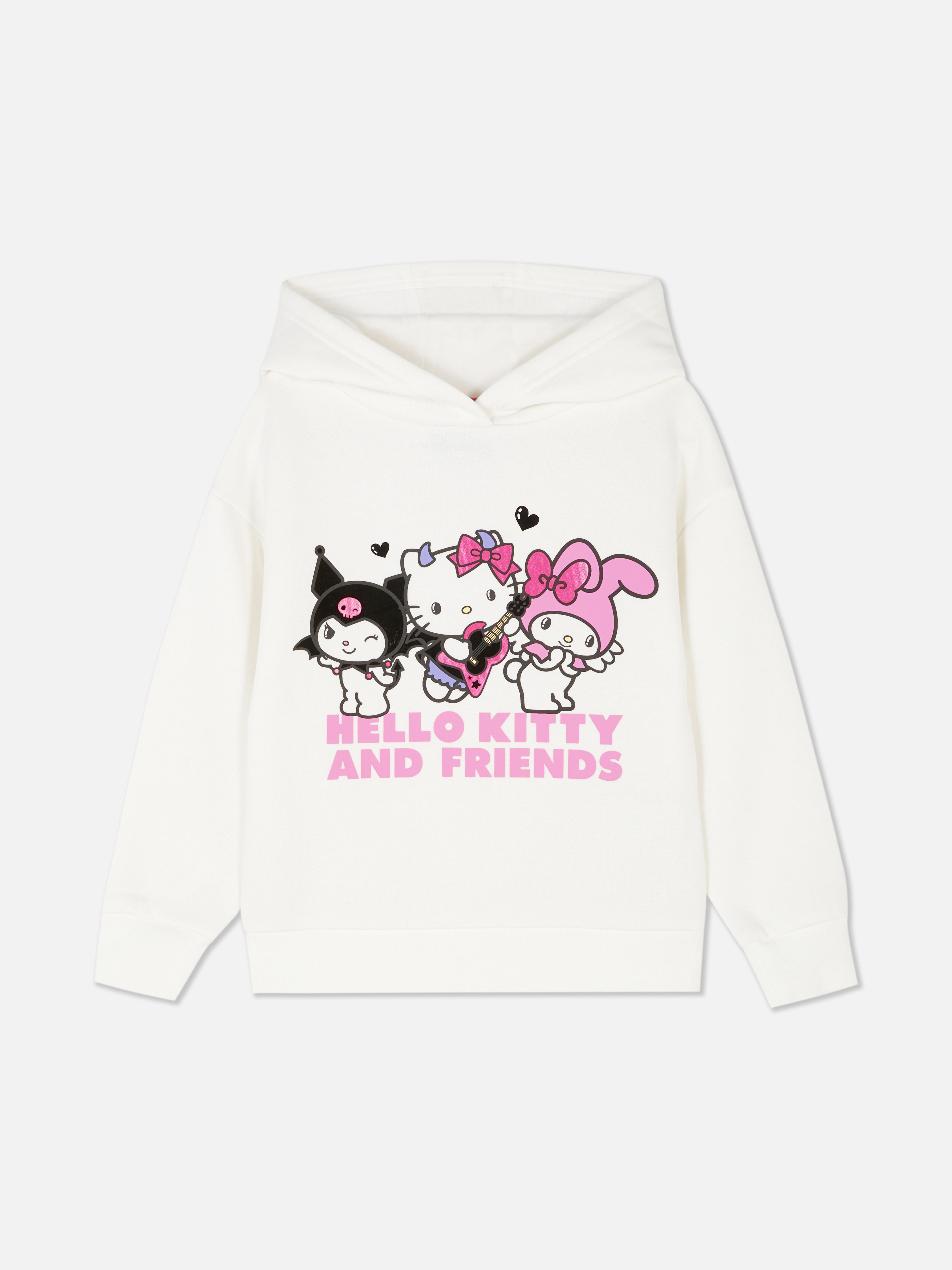 Hello Kitty und Freunde Print-Hoodie Ein Hoodie mit überschnittenen Schultern, gerippten Bündchen und Sanrio-Figuren