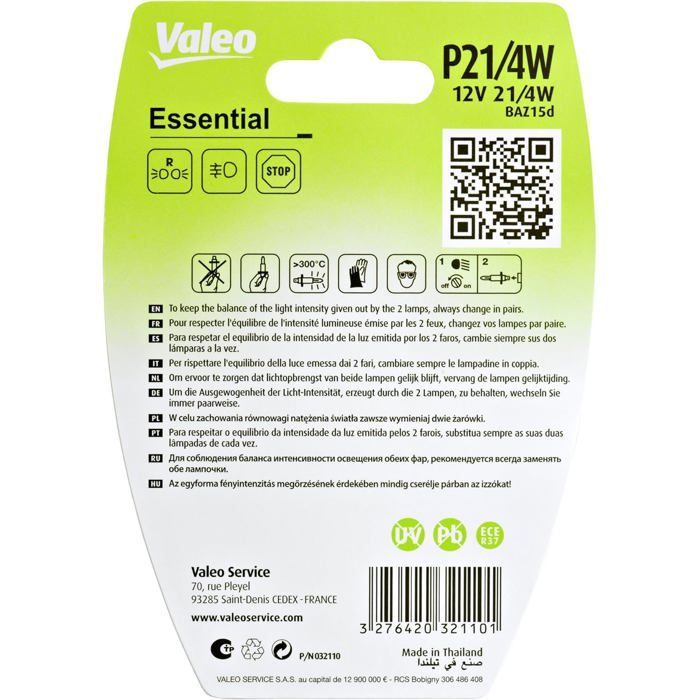 Bombillas halógenas P21/4W de 12V para coches, luces de señalización y posición, bombillas de repuesto estándar, paquete de 2