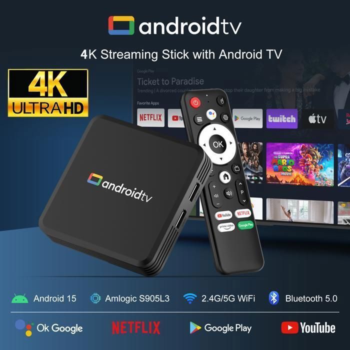 Android Box - TV Box - 4K - 2/8GB - IPTV Box - Android 15.0 - Android TV - WiFi 2.4/5.0G - Multimedia Box