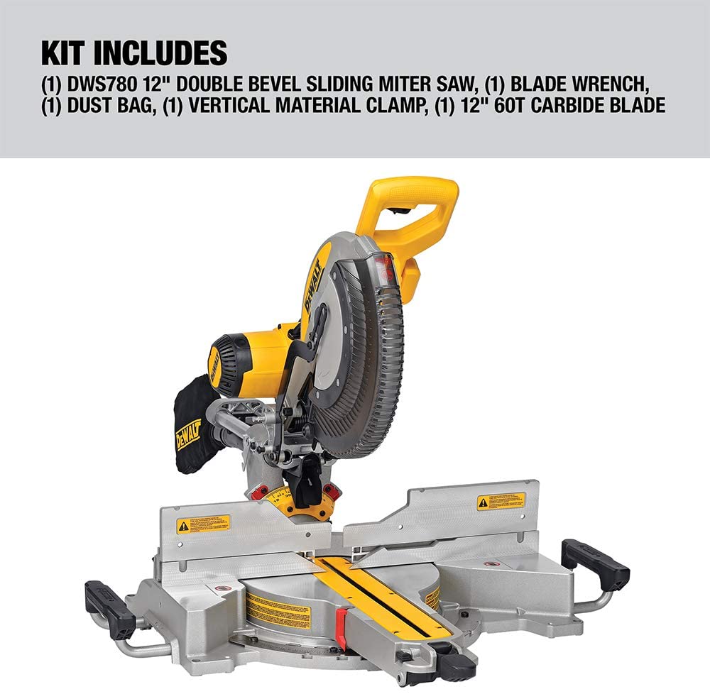 DEWALT DWS780 12-tommers dobbeltfaset gjærsag (DWS780), svart